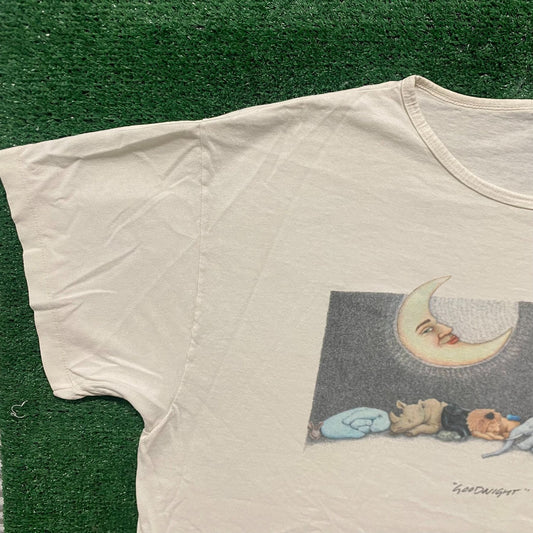 Vintage 90s Sleeping Animals Shirt Single Stitch Cute Nature