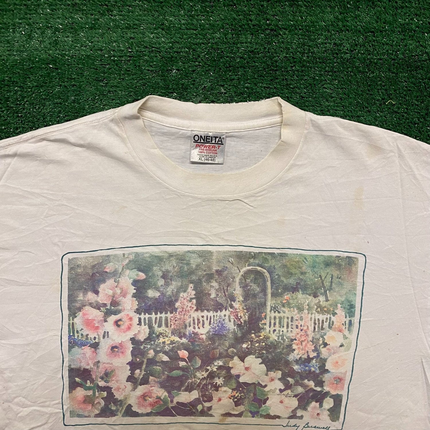 90s Oneita Hibiscus Flower Tシャツ XL-