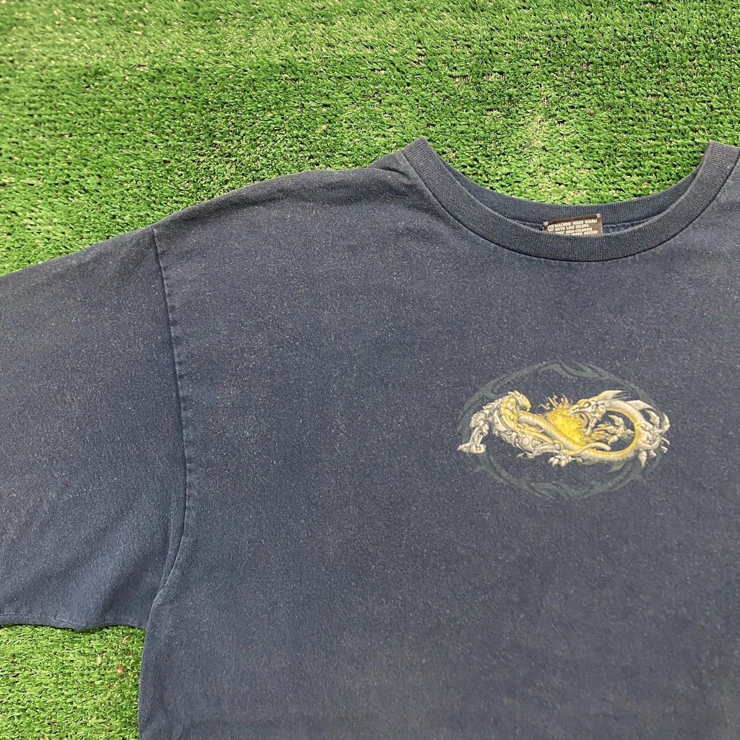 Vintage 90s Japan Cyber Dragon Battle Sun Faded Punk Tee