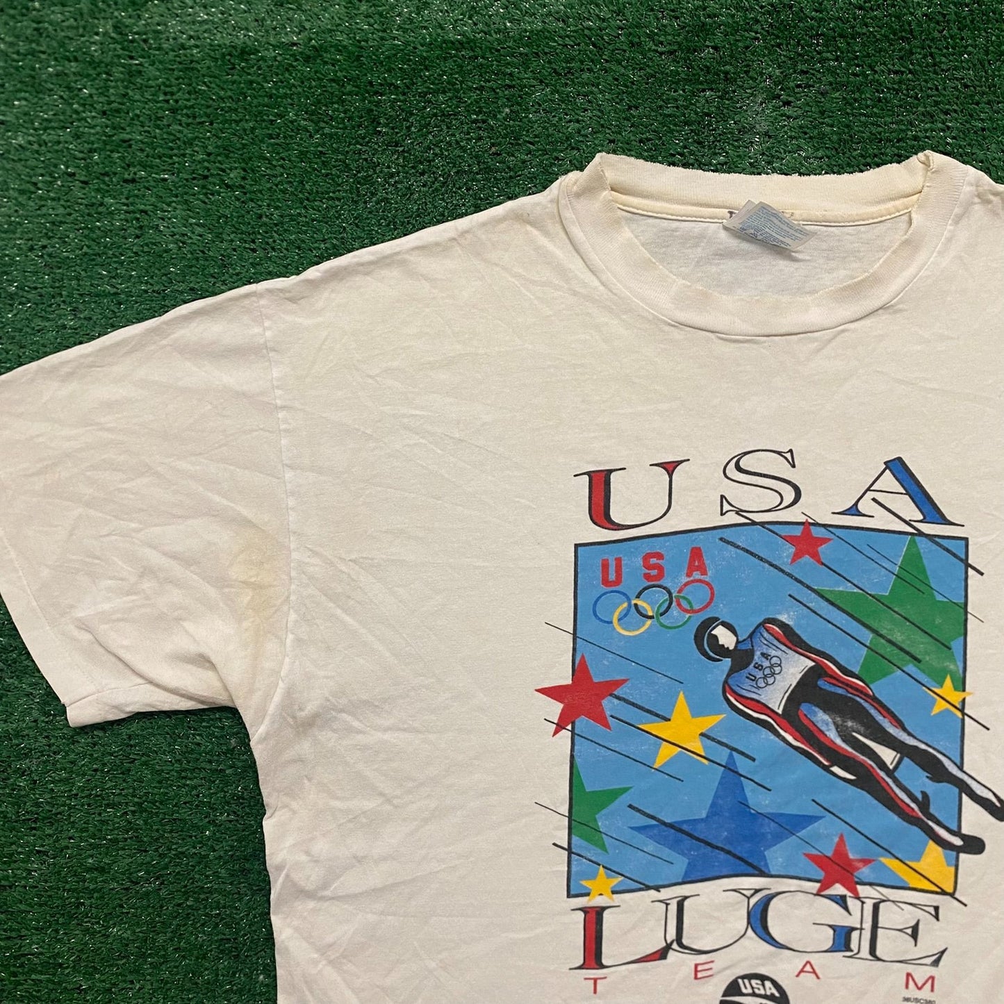 Vintage 90s Olympics Luge Team USA Single Stitch Sports Tee