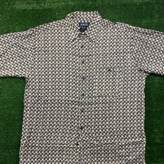 Abstract Geometric Vintage Golf Button Up Shirt