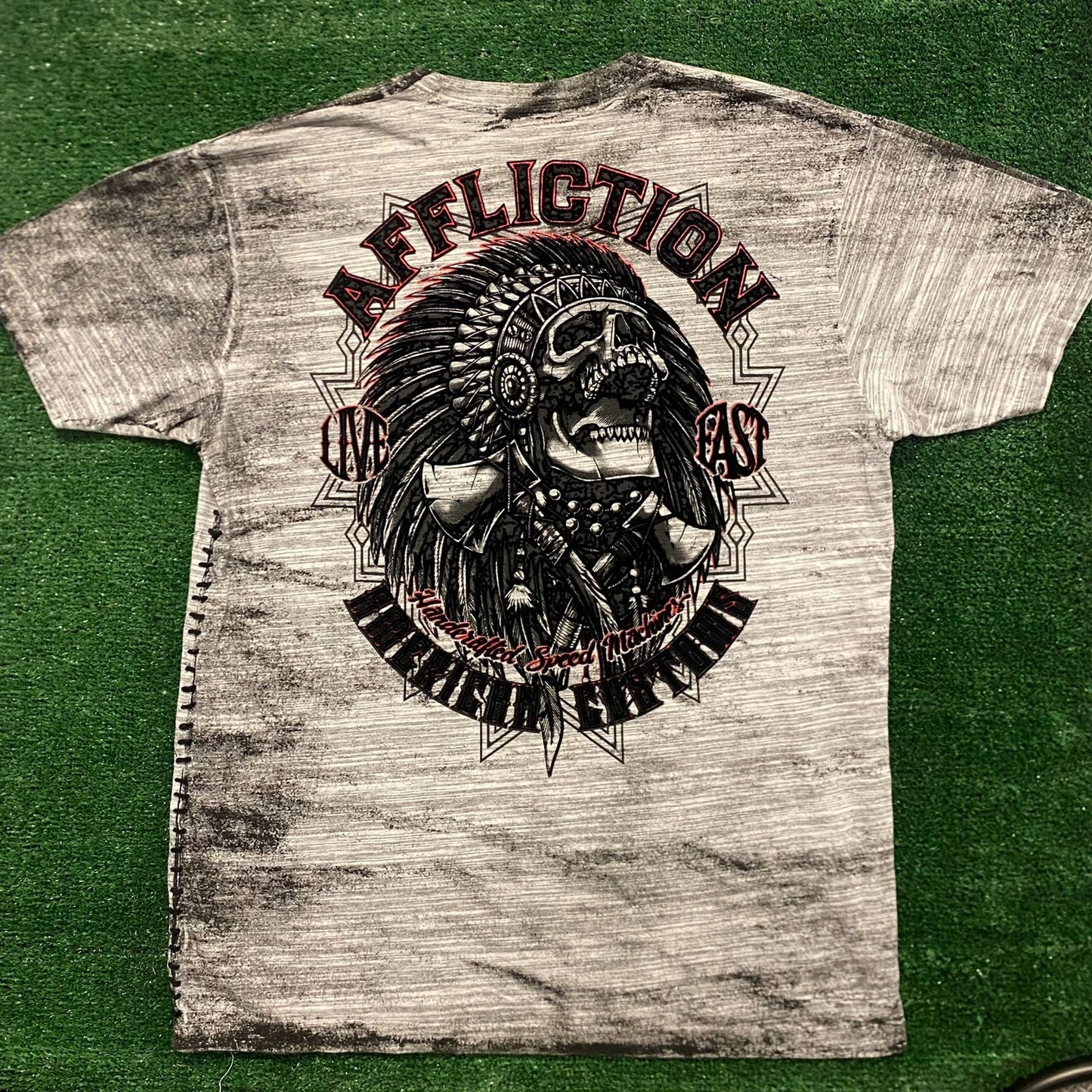 Affliction Native Skull Vintage Goth Punk T-Shirt