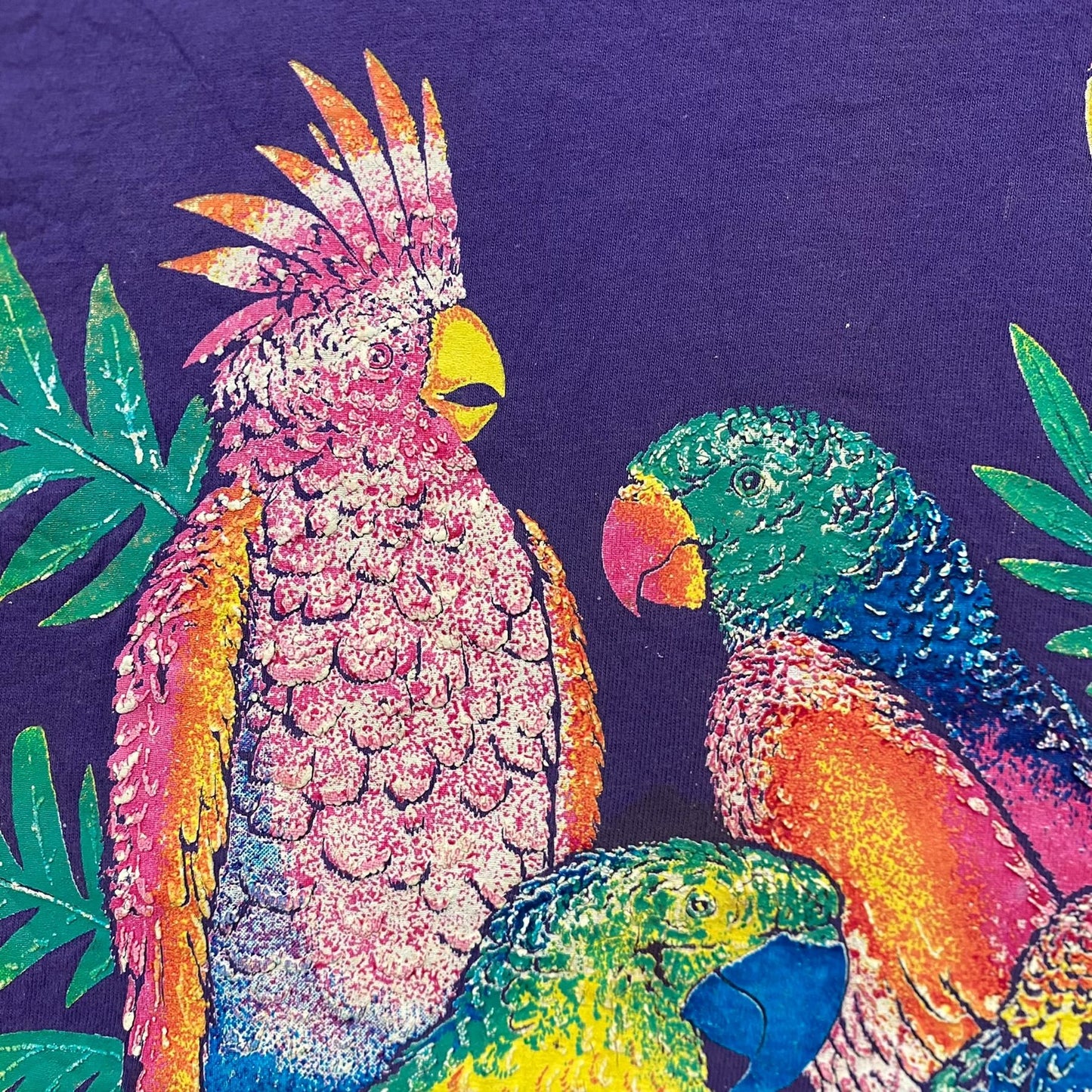 Vintage 90s Las Vegas Tropical Birds Art Single Stitch Tee