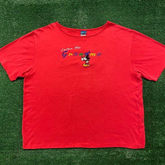 Vintage Y2K Mickey Mouse Grandma Quote Essential Disney Tee