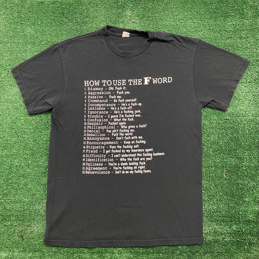Vintage Y2K F Word Profane Obscene Humor Funny Punk Tee
