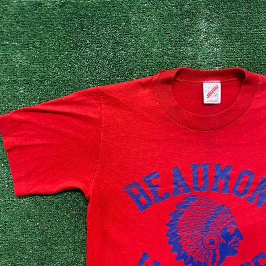 Vintage 80s Beaumont Warriors Athletics Single Stitch Tee