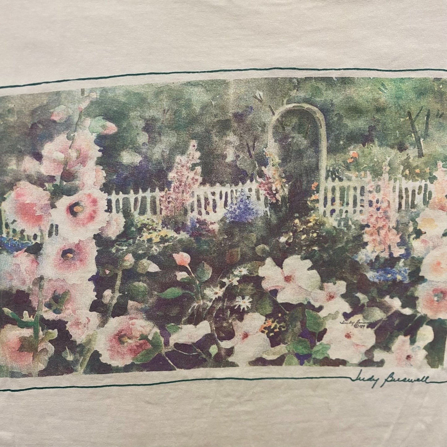 Vintage 90s Flower Garden Shirt Oil Painting Art Floral Tee