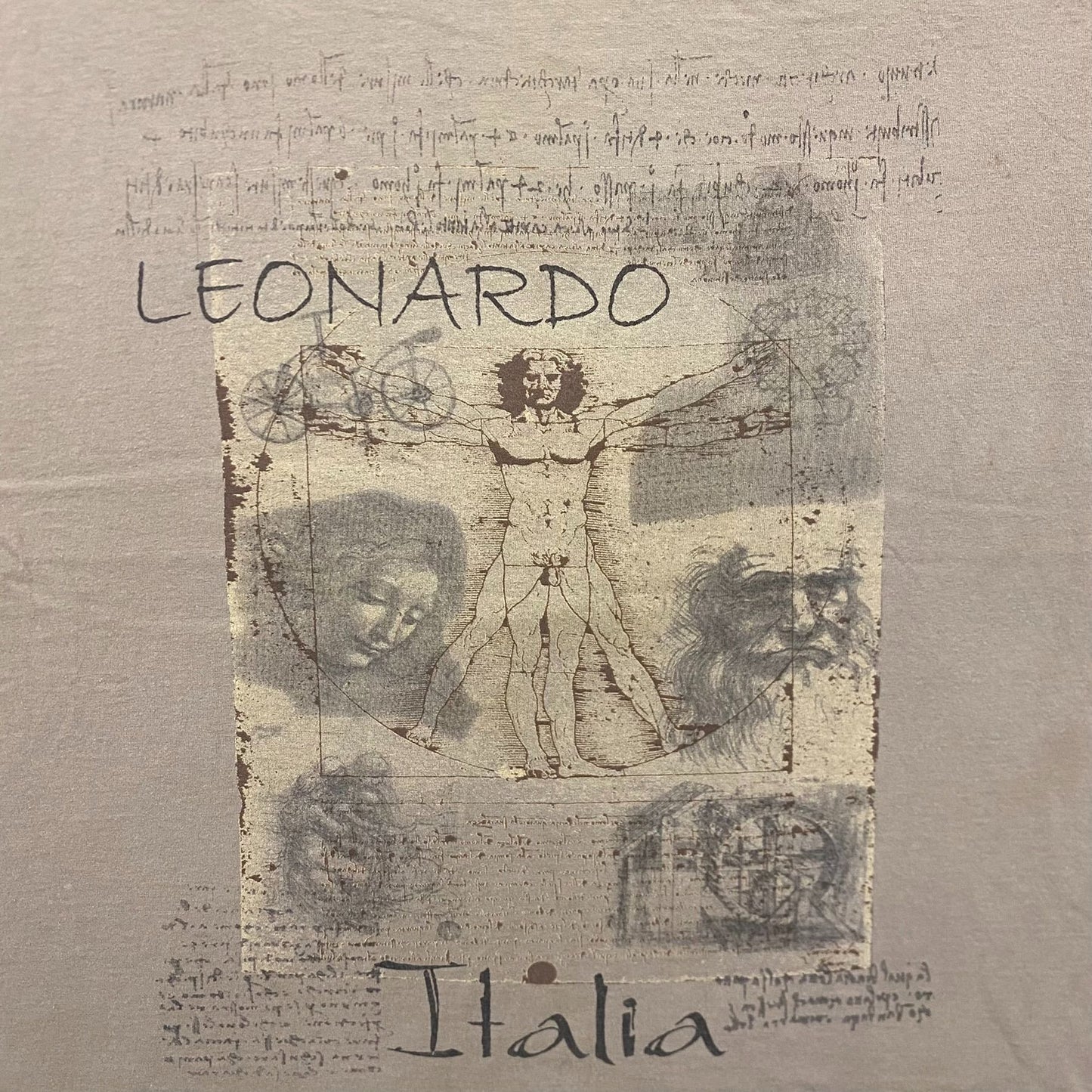 Vintage Y2K Leonardo Da Vinci Vitruvian Man Baggy Art Tee