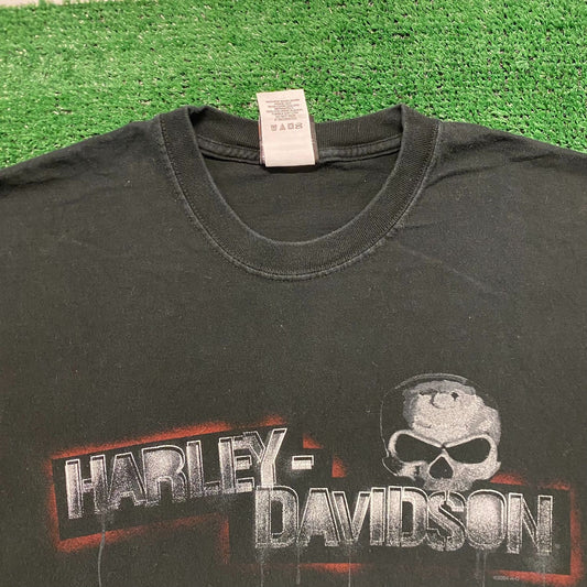 Harley Davidson Skull Vintage Moto Biker T-Shirt