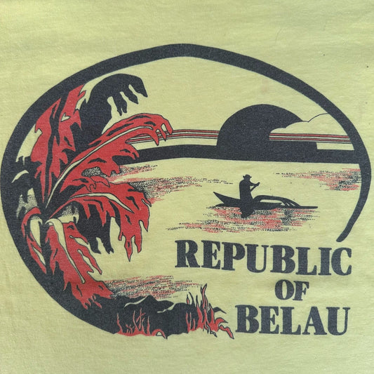 Vintage 70s Palau Pacific Island T-Shirt Tropical Surf Pastel Single Stitch M