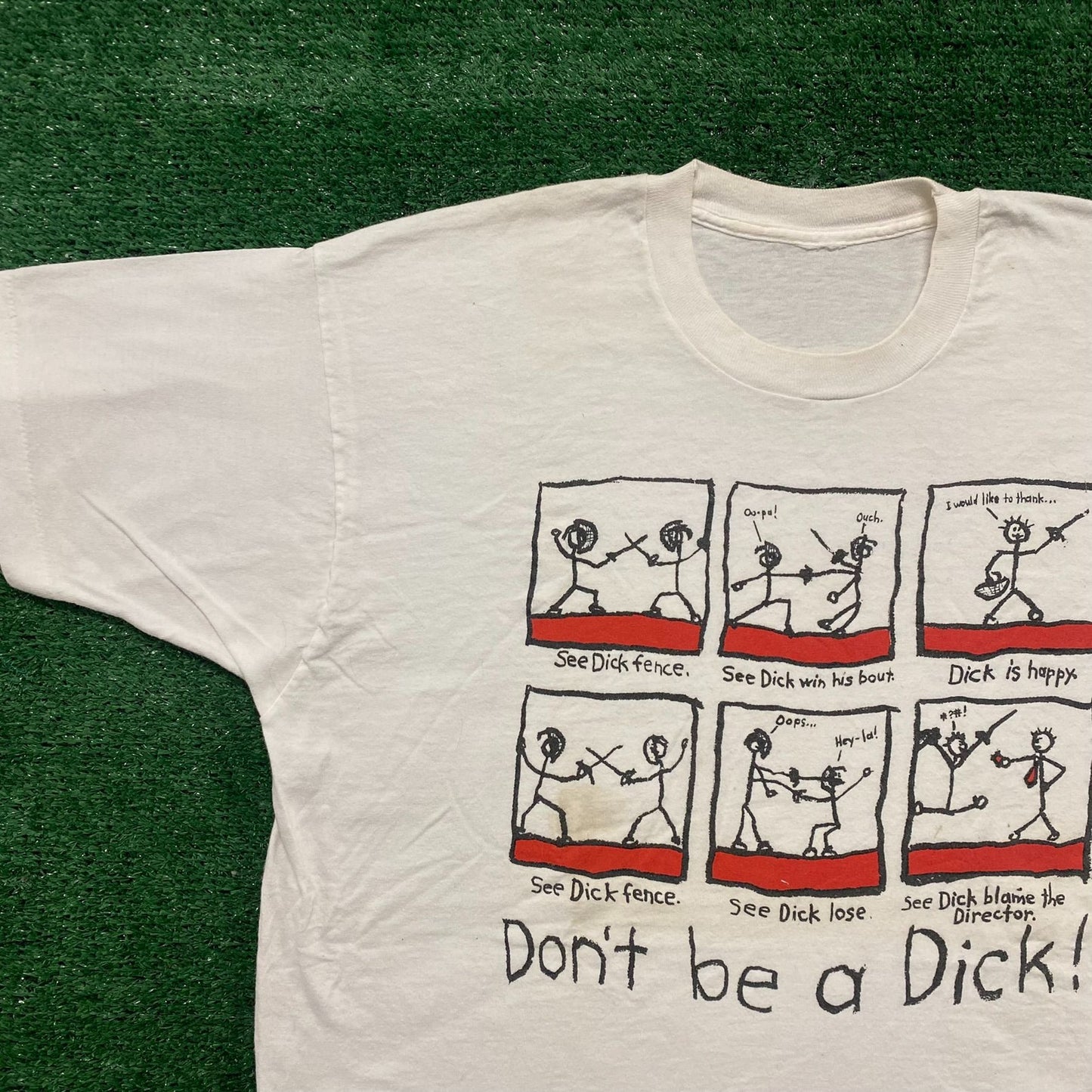 Vintage 90s Baggy Dick Fencing Comic Funny Humor T-Shirt
