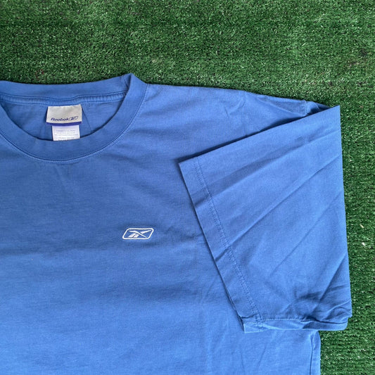 Vintage Y2K Reebok Logo Shirt Embroidered Blue Athletic Tee