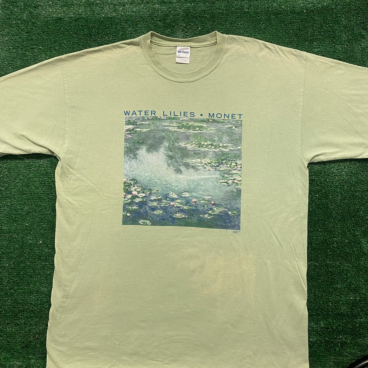 Vintage Y2K Monet Water Lilies Shirt Artwork Painting Tee