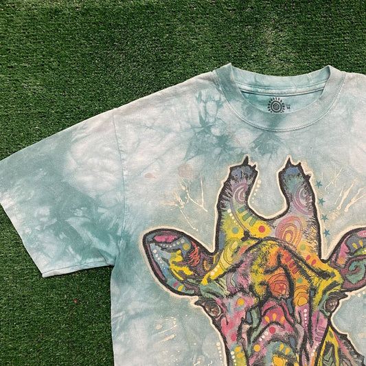 Vintage Y2K Giraffe Nature Art Essential Tie Dye Animal Tee