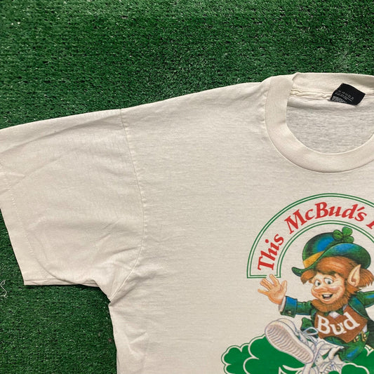 Vintage 80s Budweiser Leprechaun Shirt Single Stitch Beer Tee