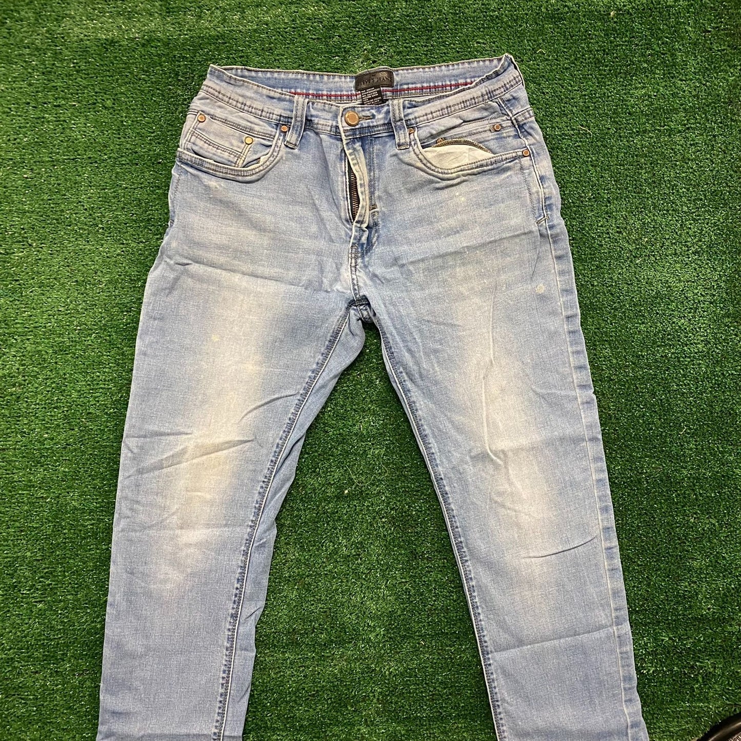 Faded Stonewashed Denim Slim Skinny Jeans