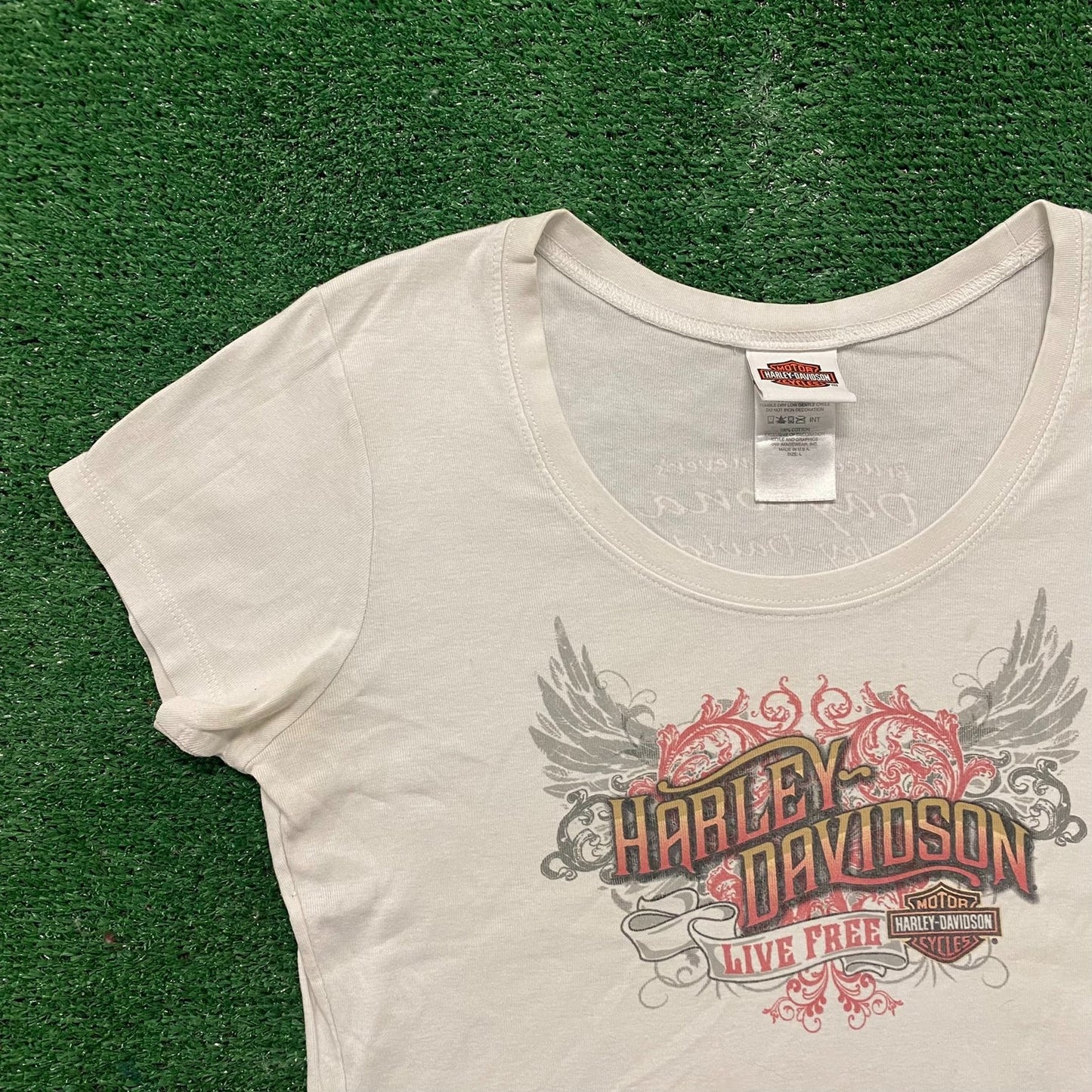 Vintage Y2K Essential Harley Davidson Heart Wings T-Shirt