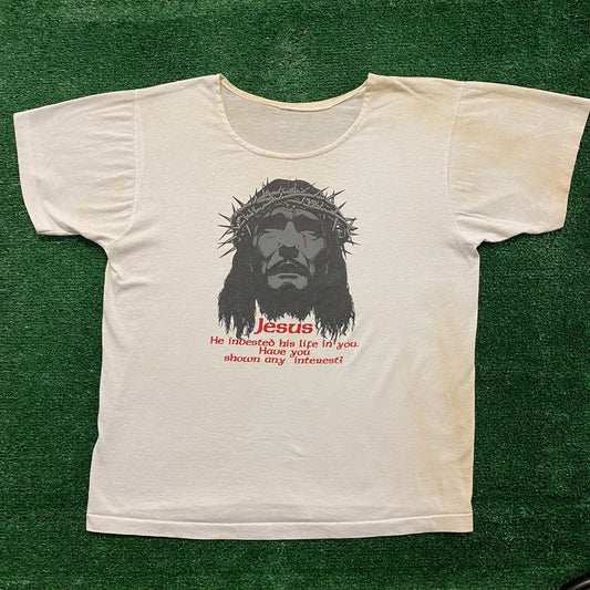 Jesus Christ Crown of Thorns Vintage 90s Religion T-Shirt