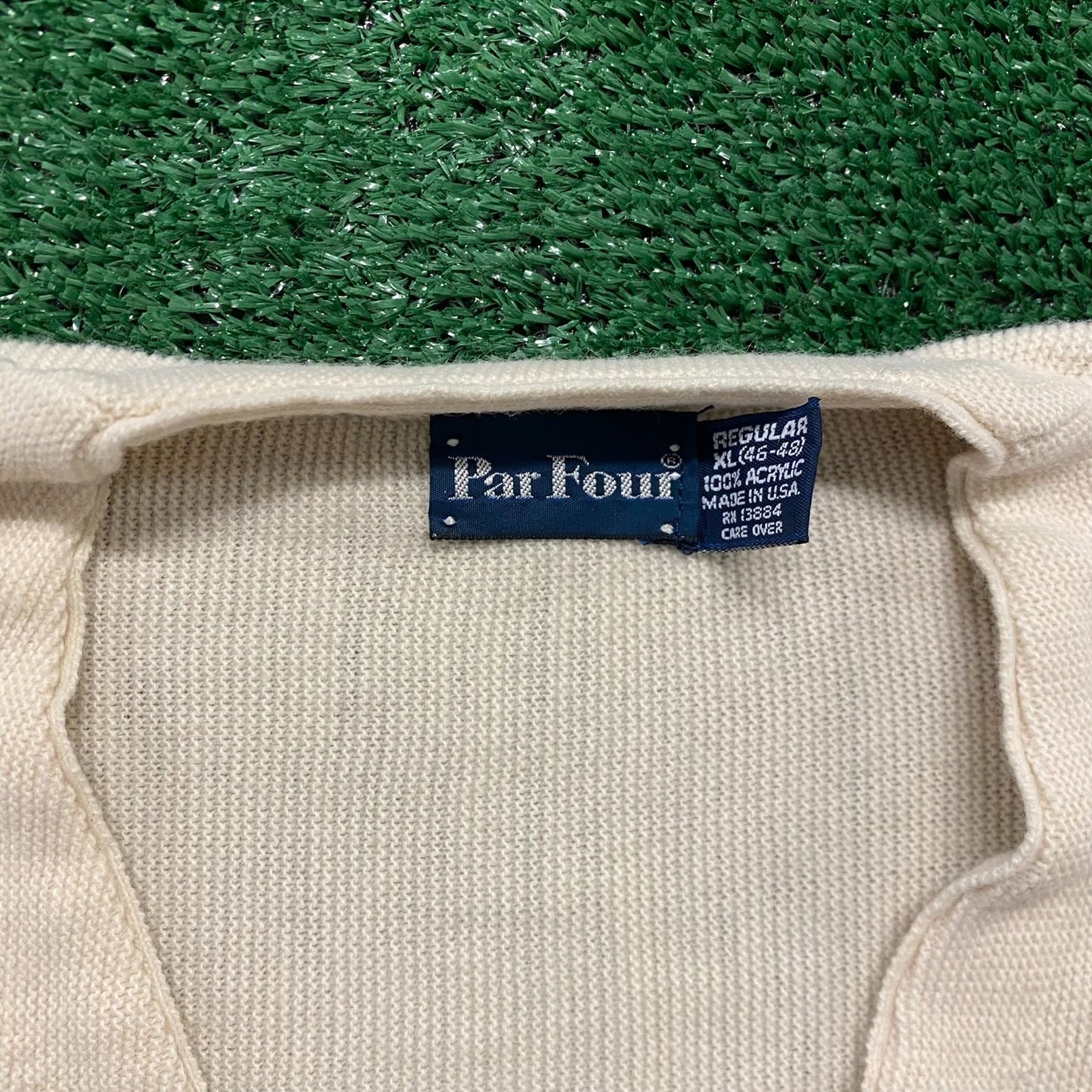 Grandpa Style Plain Vintage 80s Knit Golf Cardigan Sweater