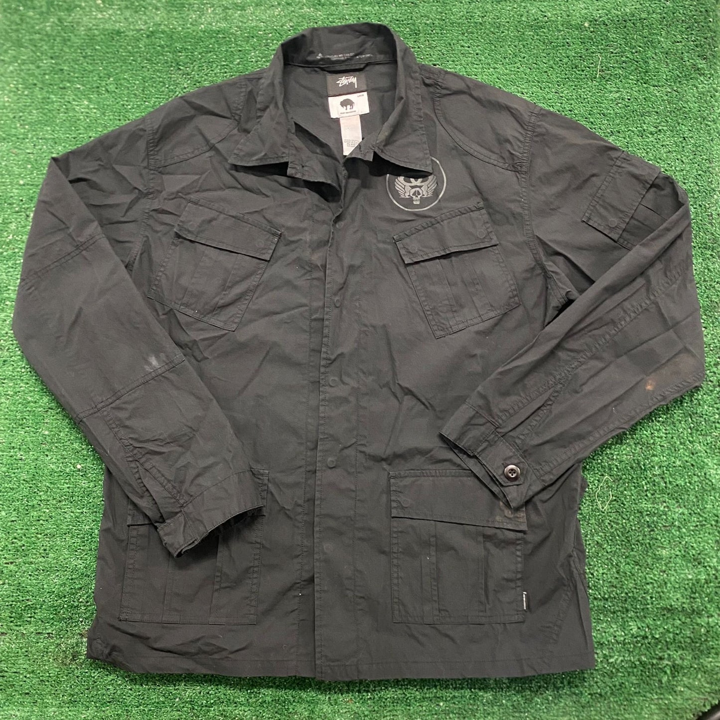 Stussy Ready and Forward Black Button Up Field Shirt Jacket