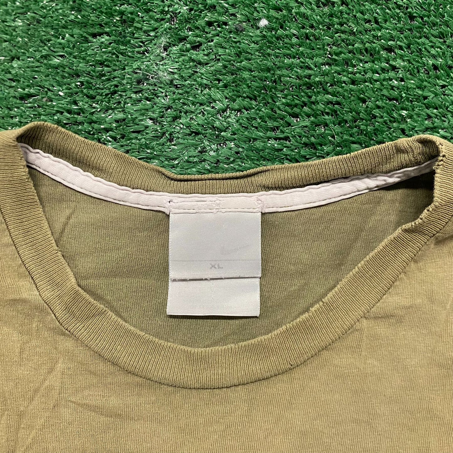 Vintage Y2K Nike Solo Swoosh Shirt Drab Khaki Tonal Logo Tee