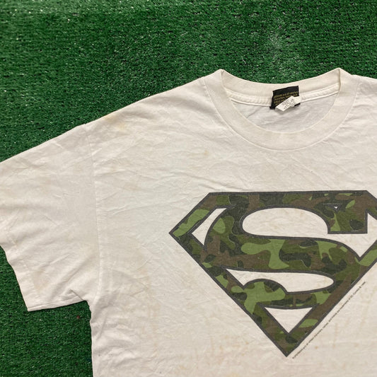 Vintage Y2K Essential Superman Camo Comic Movie T-Shirt