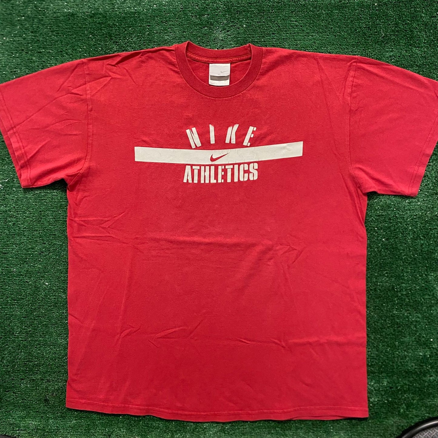 Vintage Y2K Nike Center Swoosh Shirt Red Drill Logo Tee