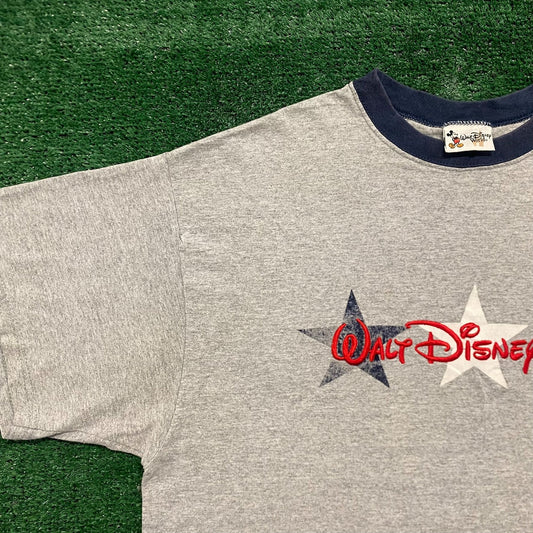 Vintage Y2K Essential Baggy Walt Disney World Ringer T-Shirt