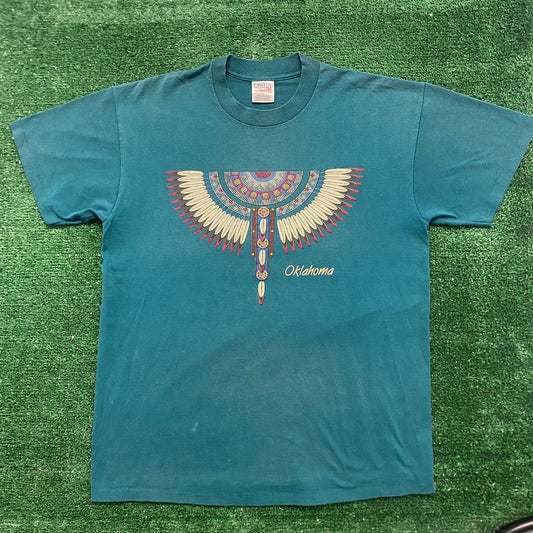 Vintage 90s Oklahoma Tribal Art Single Stitch Tourist Tee