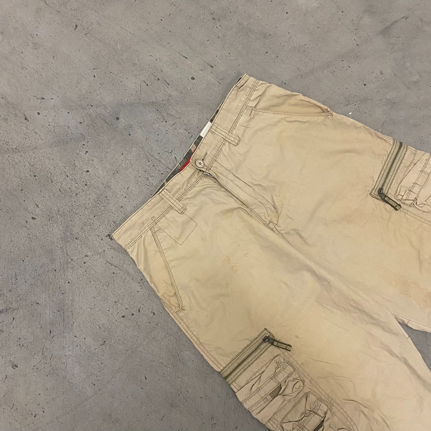 Vintage Y2K Khaki Cargo Pants Utility Tonal Drill Bottoms