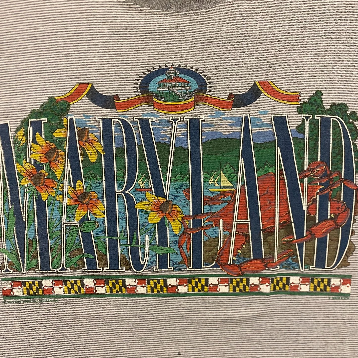 Vintage 90s Essential Maryland Nature Nautical Tourist T-Shirt