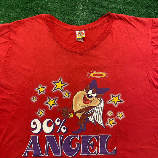 Taz 90% Angel Devil Vintage 90s Cartoon T-Shirt