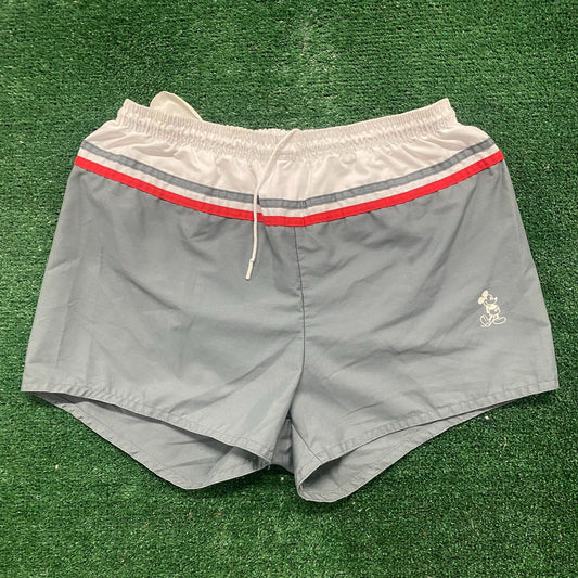 Vintage 80s Mickey Mouse Essential Striped Athletic Shorts