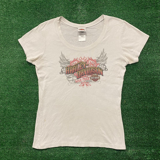 Vintage Y2K Essential Harley Davidson Heart Wings T-Shirt