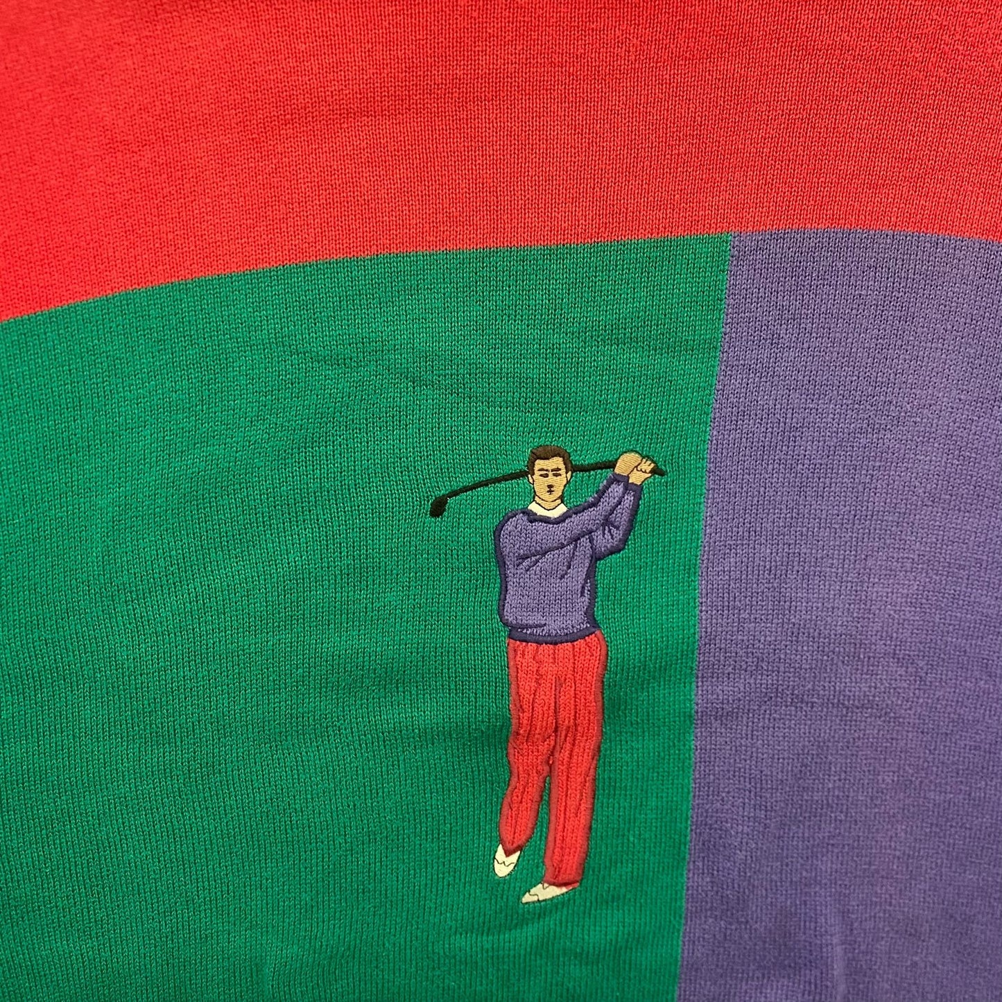 Vintage 80s Golf Color Block Preppy Knit Crewneck Sweater