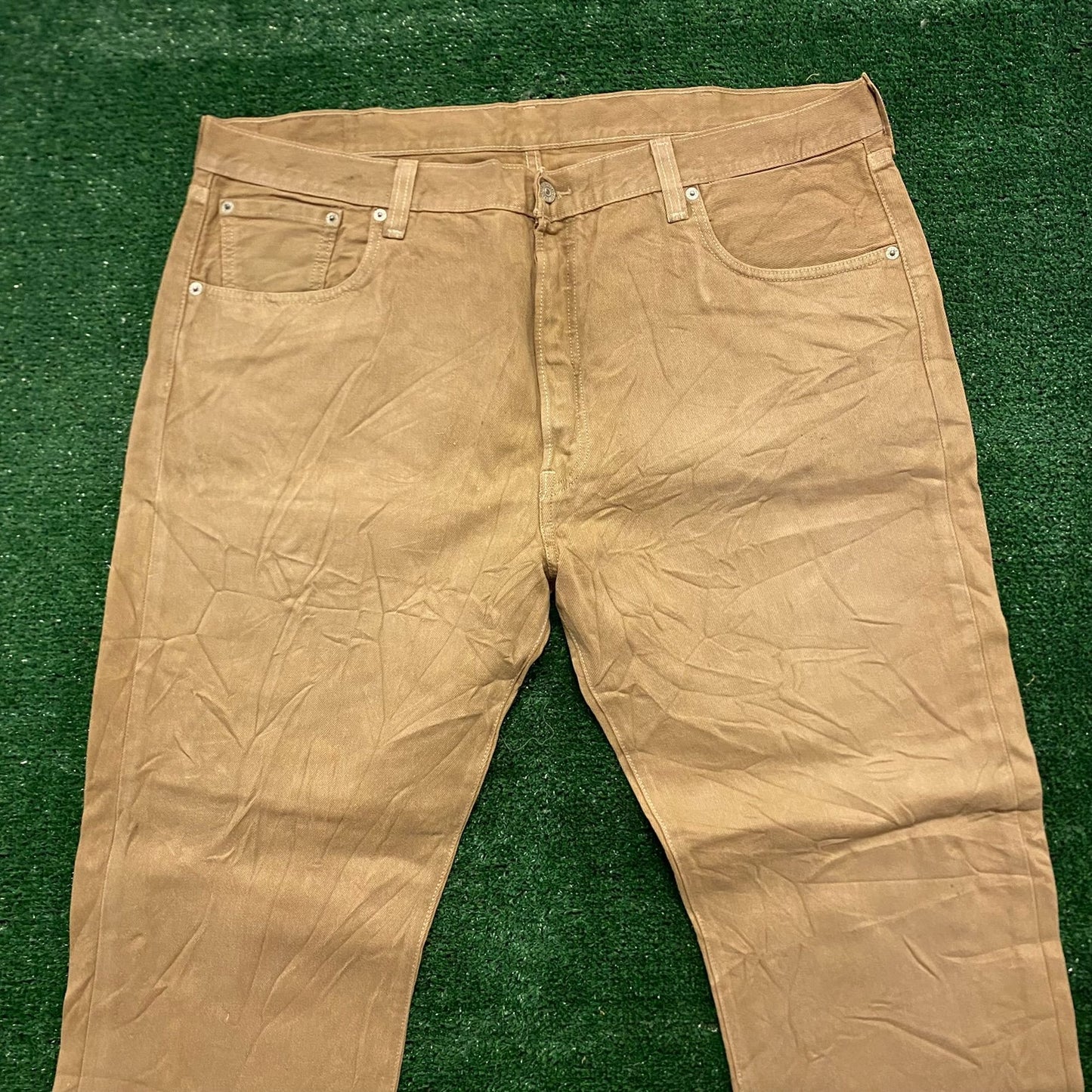 Levi's 501 Straight Fit Vintage Tan Denim Jeans Work Pants