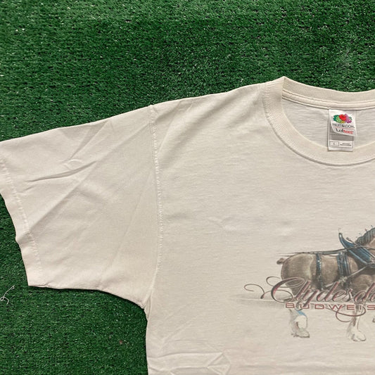 Vintage 90s Budweiser Clydesdales Shirt Beer Horse Logo Tee
