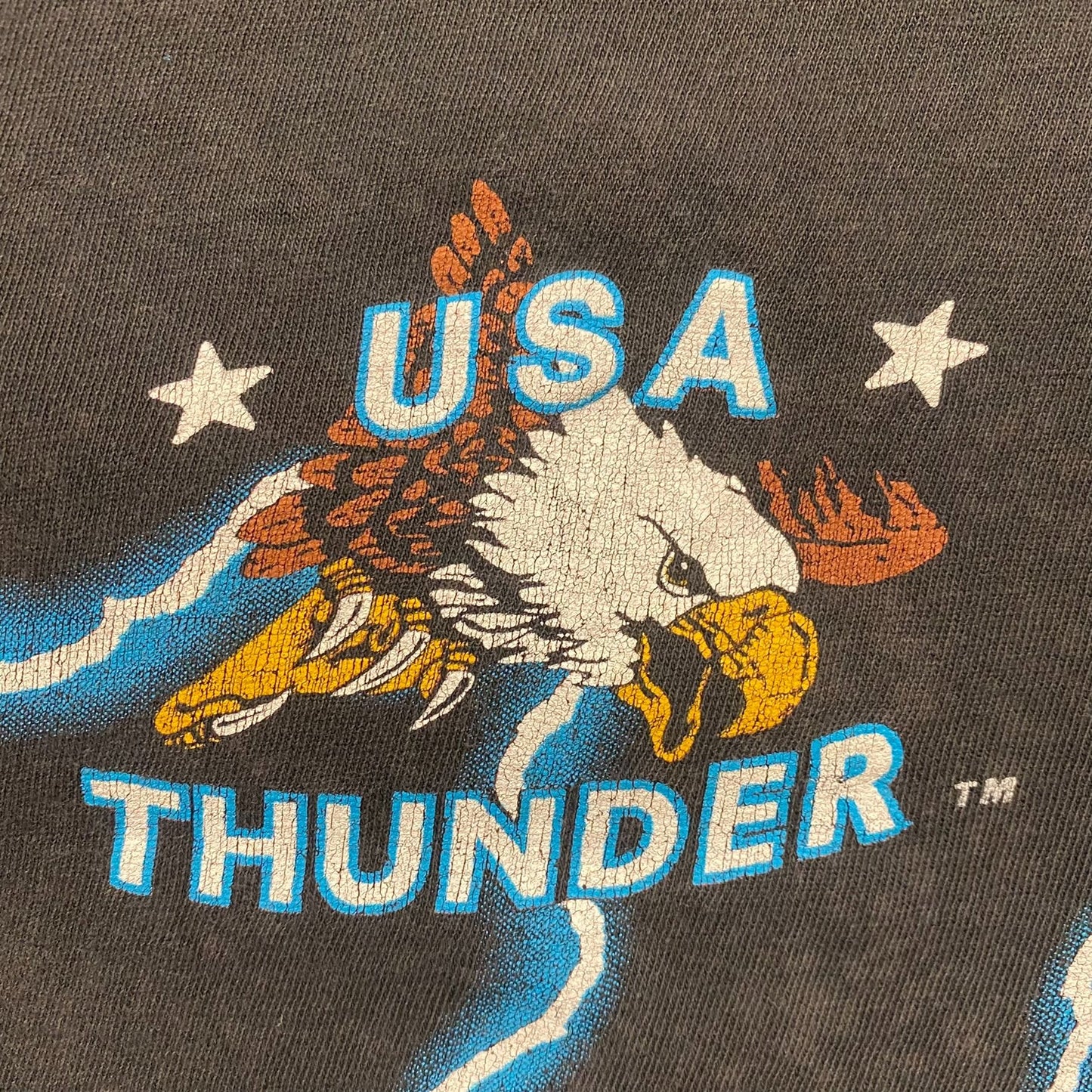 Vintage 90s American Thunder Shirt Native Wolf Western AOP