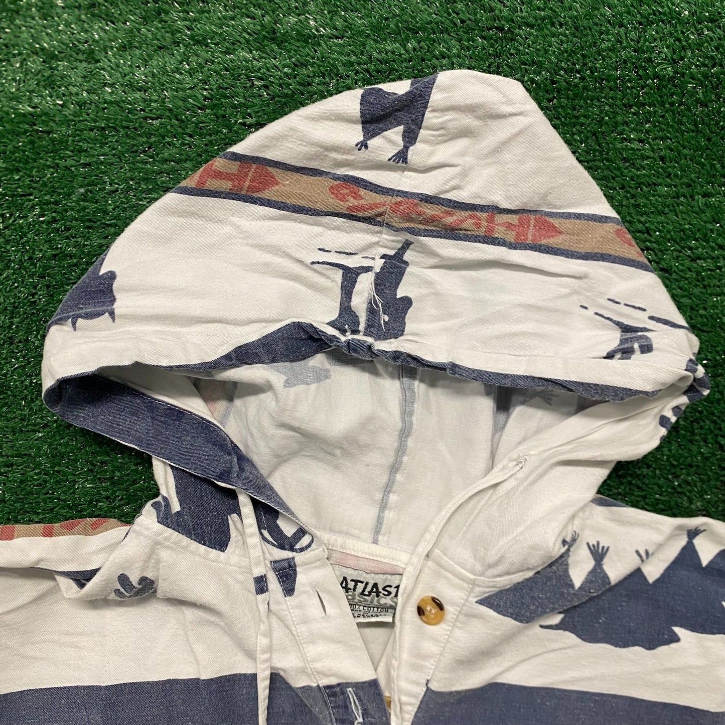 Vintage 90s Western Tribal Hoodie Striped Native Sweatshirt