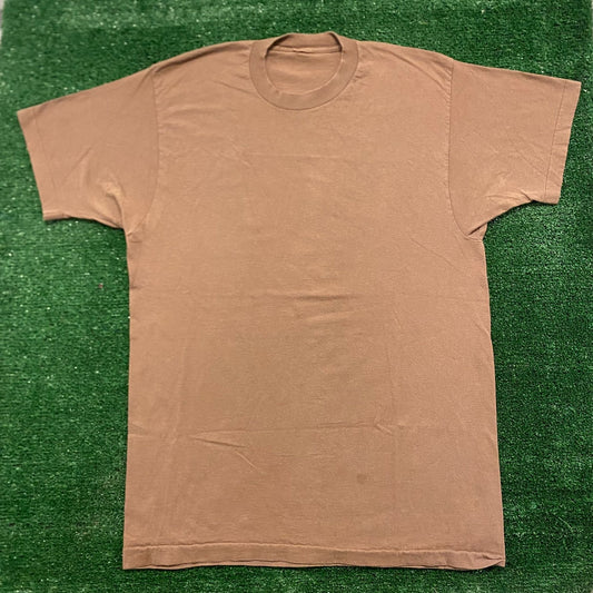 Plain Tan Brown Vintage 90s Blank Single Stitch T-Shirt