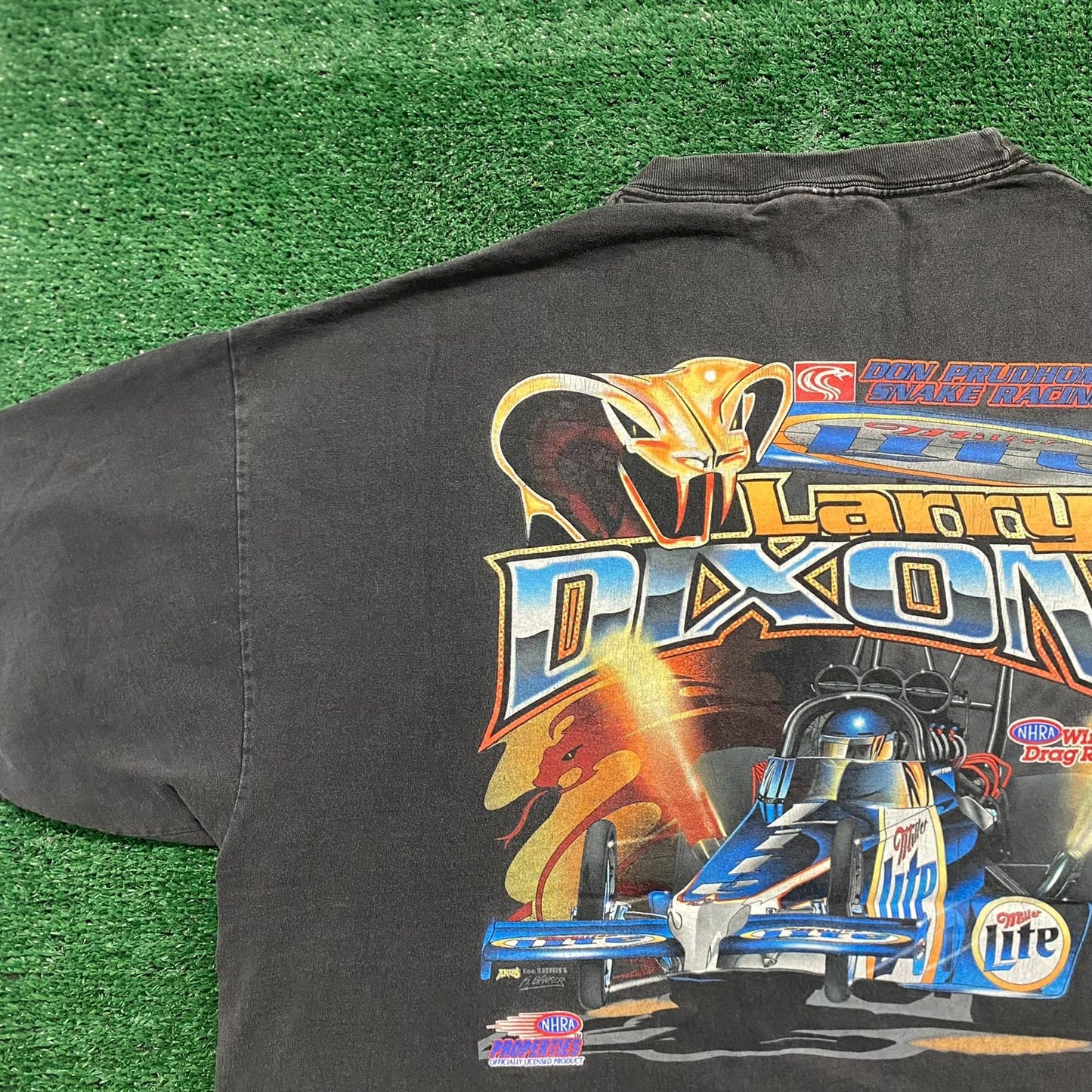 Vintage 90s NHRA Miller Drag Racing Sun Faded Baggy T-Shirt