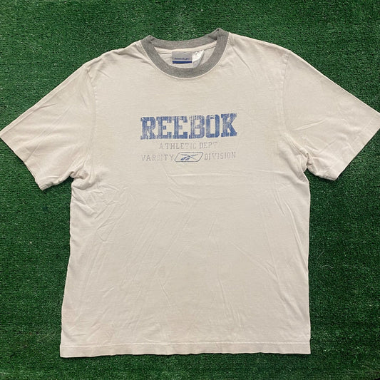 Vintage Y2K Reebok Logo Shirt White Athletic Ringer Tee