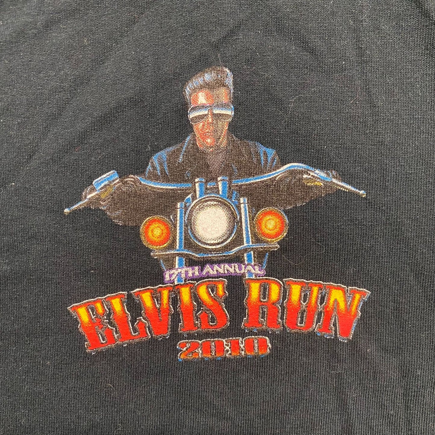 Vintage Y2K Elvis Run Biker Shirt Black Motorcycle Tank Top