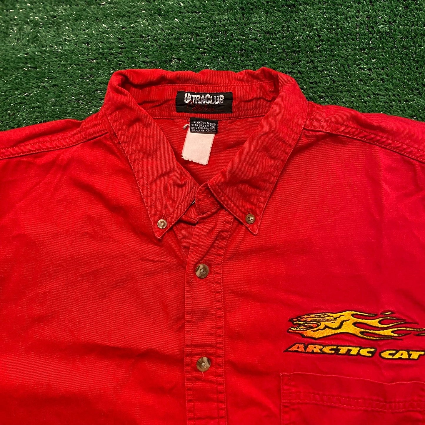 Arctic Cat Racing Flames Vintage Button Up Shirt