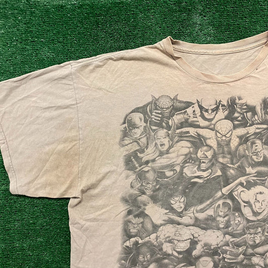 Vintage Y2K Baggy Essential Marvel Comics Cast T-Shirt