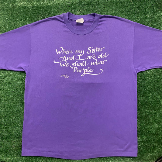 Vintage 90s Purple Sister Quote Single Stitch Baggy Tee