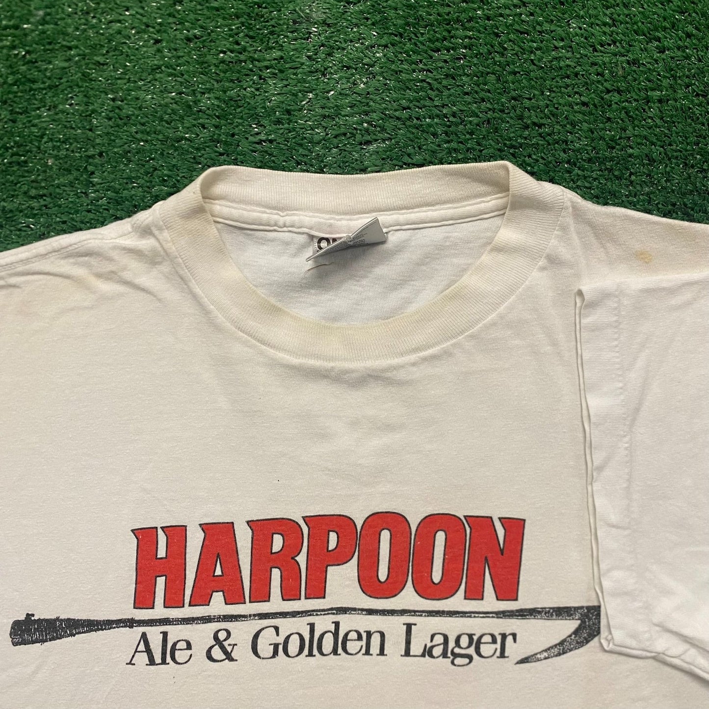 Vintage 90s Essential Harpoon Lager Beer Single Stitch Tee