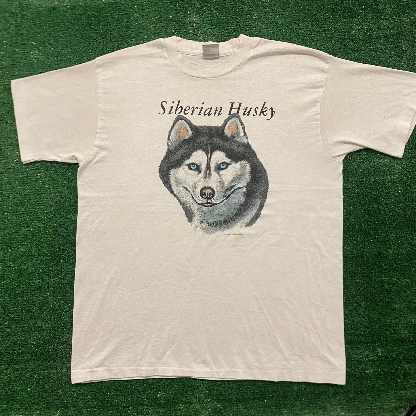Vintage 90s Essential Husky Dogs Single Stitch T-Shirt