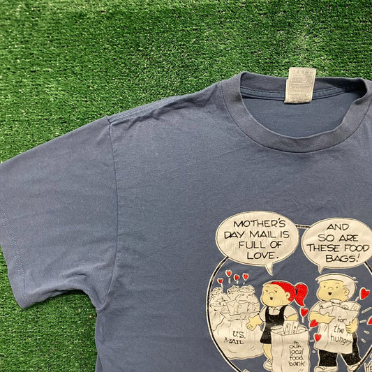 Vintage Y2K USPS Food Drive Comic Mail Postal Worker Tee