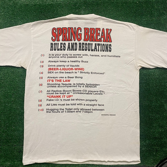 Vintage Y2K Spring Break Rules Single Stitch Party Tee